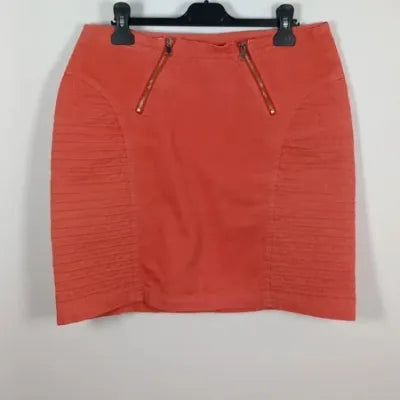 Laura Jo Coral Short Skirt - Size L (UK 12) - Rock Style with Zips & Panels