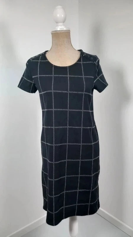 Robe Droite Promod Bleu Marine – Imprimé Carreaux Chic – Taille 38
