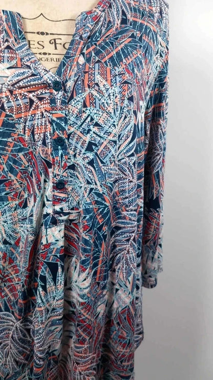 Renatto Bene Tunic with Foliage Print – Flowy & Stretchy – NEW – Size US 20/22