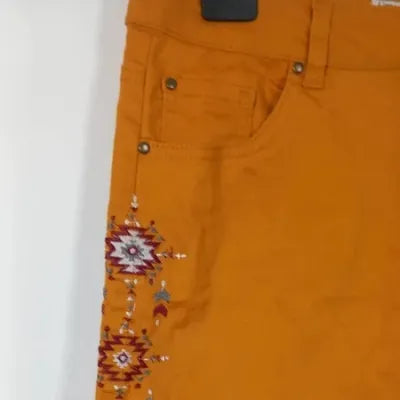 Mini-jupe Ligne à Suivre – Floral Jaune Moutarde/Noir – Coupe Droite – Taille 38