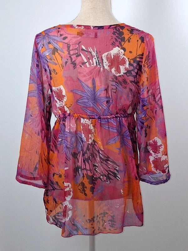 Sheer psychedelic print floaty tunic – One size (M/L)