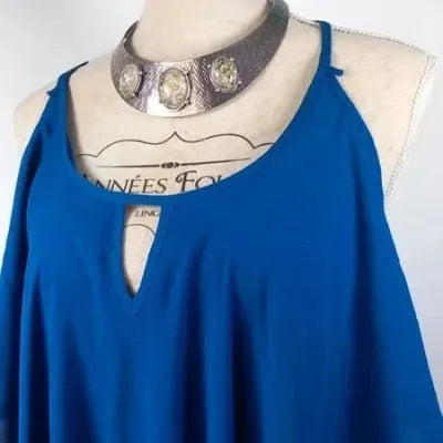New Look Tunic – Royal Blue – Lace & Voile – Sleeveless – Bohemian Chic Style