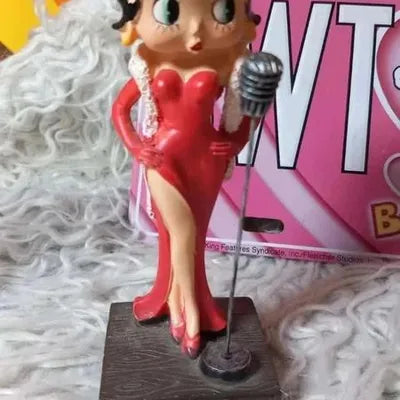 Lot of 3 Hand-Painted Resin Betty Boop Figurines + Enamel Plate – 15 cm