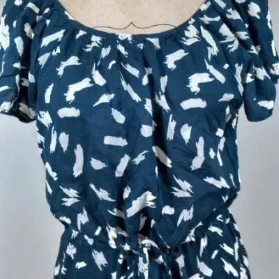 Robe UP2 Fashion – Viscose – Bleu Marine & Motifs Coups de Pinceau – Taille 40 (L)
