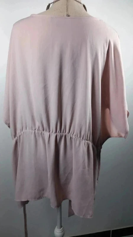 Blouse coeur croise style kimono rose poudré taille 54 marque New Look