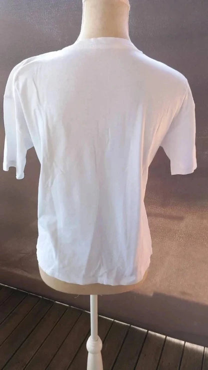 White Pimkie T-shirt New with Embroidered Heart Patch size XS