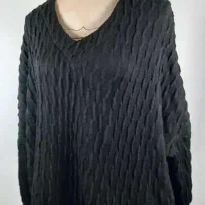 Pull Léger Jean Marc Philippe – Maille Relief – Coupe Chauve-Souris – Col V – Grande Taille 52/56