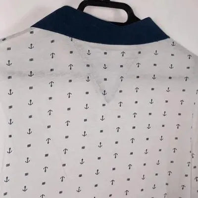 Guess Slim Fit White Anchor Print Polo New - Size M/L