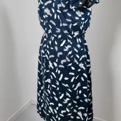Robe UP2 Fashion – Viscose – Bleu Marine & Motifs Coups de Pinceau – Taille 40 (L)