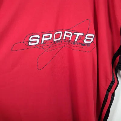 DIKESEN Two-Tone Red Black Sports T-Shirt – Graphic Print – Mesh – Size XXL