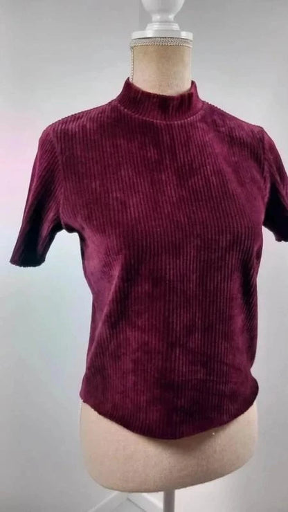 Top Velours Côtelé Bershka – Bordeaux Profond – Taille M – NEUF