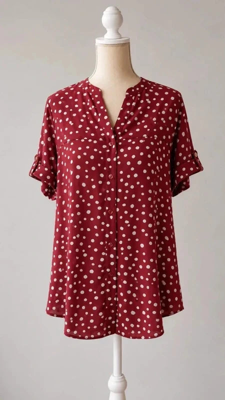 Chemise Fluide Primark Terracotta à Pois Blancs - Taille 38 Neuf
