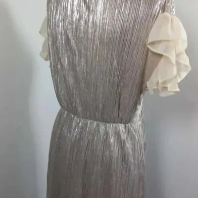 Robe de Cocktail Naf Naf - Argentée & Plissée - Neuve (T36)