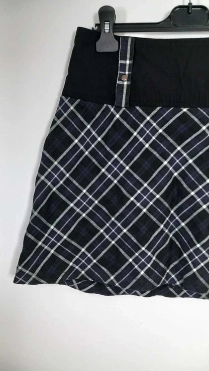 Jupe Courte cache cache - Taille 38 - Neuve - Motif Écossais / Tartan Noir
