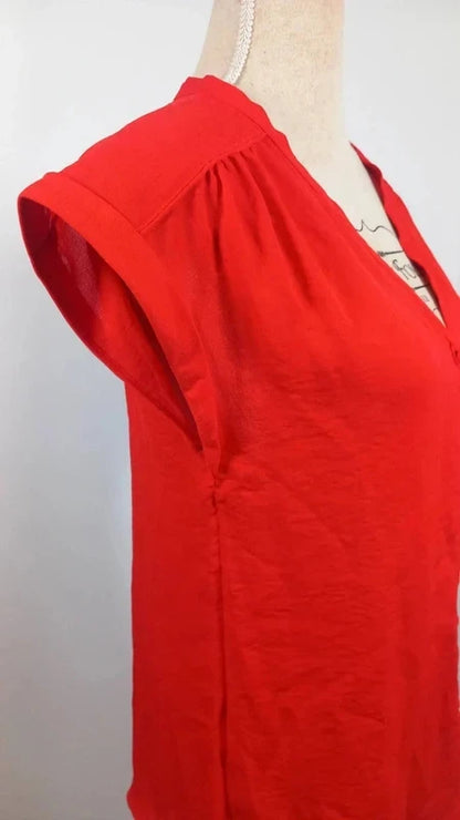 Top Chemisier Fluide Rouge Corail KIABI - Neuf - Taille S