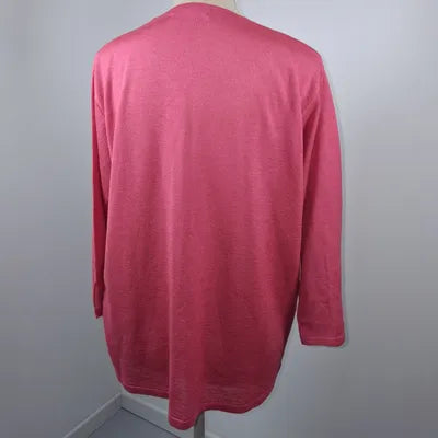 Pull fin col V rose framboise Fileuse d'Arvor – Taille 5 (XL/XXL) – Très bon état