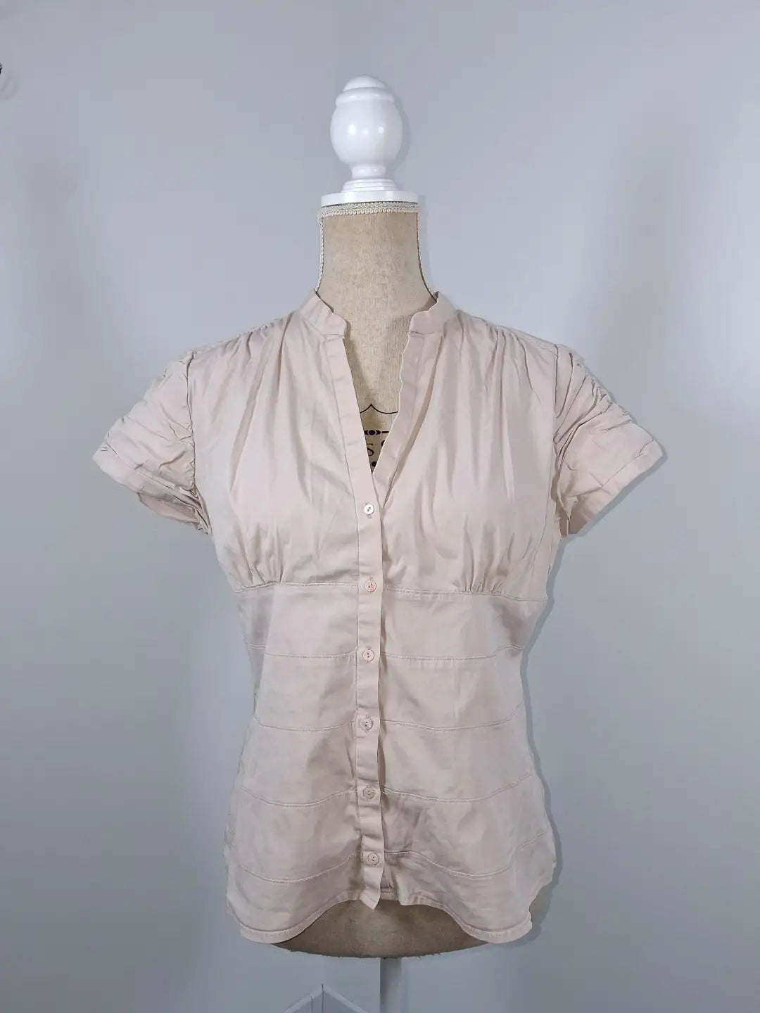 Chemisier Cintré Nude Rose beige Zara – Manches Froncées – Taille XL