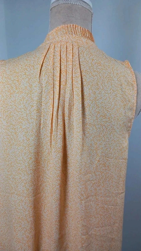 KIABI Sleeveless Blouse New M – Orange Yellow Flowy Top with Foliage Pattern