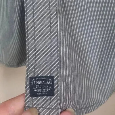Men's Kaporal Jeans Grey & White Striped Shirt Size L - New