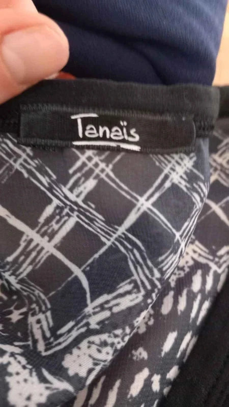Tanais Two-Material Top - Size 42 - Black & White Floral Print - Flowy Cut