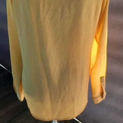 Jacqueline de Yong Blouse – Mustard Yellow – Tunisian Collar – Asymmetrical Cut – Size S (US 4)