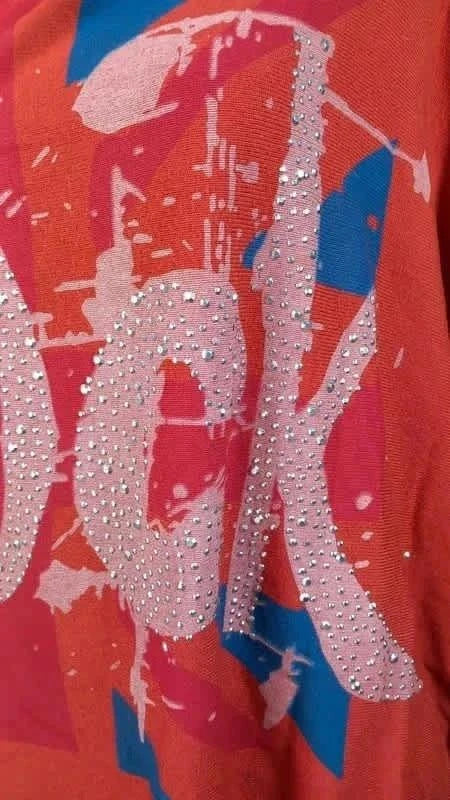 Tee shirt rock strass manche chauve souris nicole t.54/56