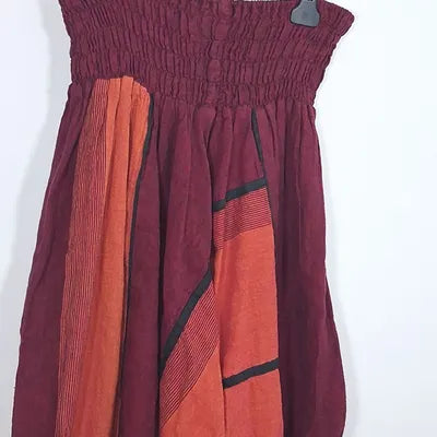 Sarouel court Nepalaya 100% coton – Bordeaux & orange – Taille XL