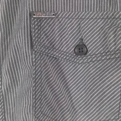 Men's Kaporal Jeans Grey & White Striped Shirt Size L - New