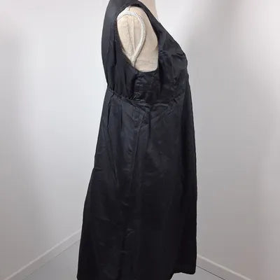 Black Dress Draped Bow Empire Cut – Vintage Chic Style – 100% Cotton – Size 40 (L)