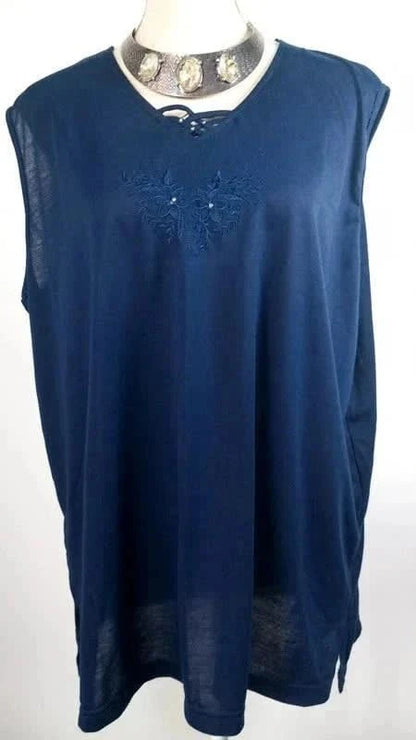Tunique bleu marine col en v strass 3XL 50/52