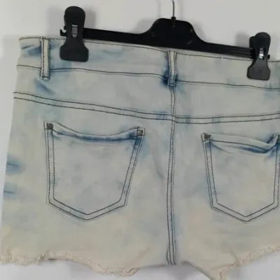 Blue & White Tie-Dye Denim Shorts – Festival Style – Size 14