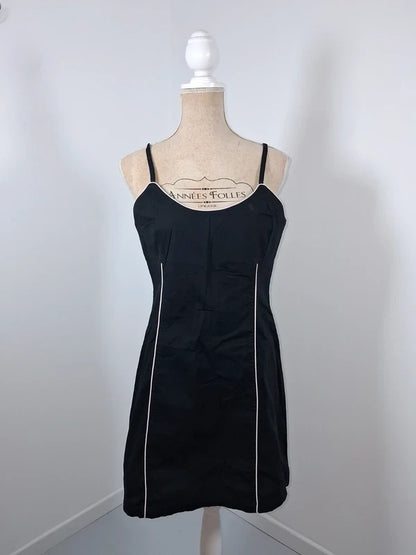 Robe noire chic Lola Espeleta T4 42 XL neuve liseré rose poudré