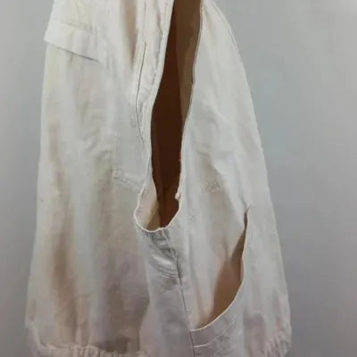 KIABI Plus Size 58/60 Cream Cotton Asymmetrical Sleeveless Gilet / Jacket
