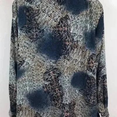 Chemise Vintage Création Atelier GG – Jacquard Carreaux Arabesques – Épaulettes – Taille 52 (XXL)