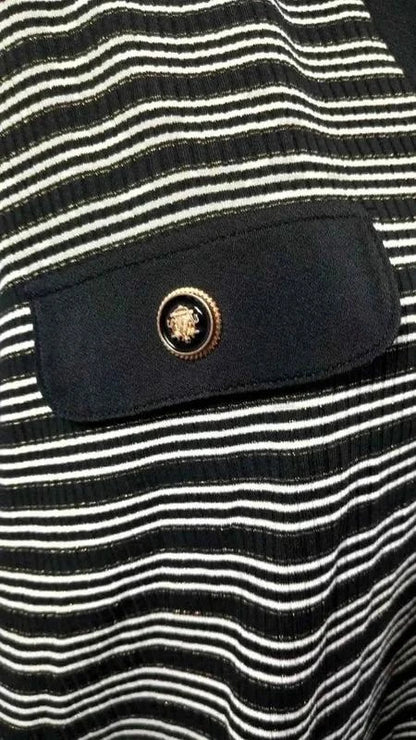 Pull Marinière Chic à Détails Dorés – NEUF – Taille 6 (Grande Taille 48/50)