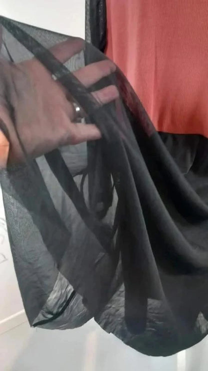 ROBE Pink Clove NEUVE - T. 56 - Bi-matière Brique/Noir Tulle et Côtes - Élégante