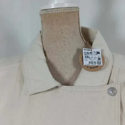 KIABI Plus Size 58/60 Cream Cotton Asymmetrical Sleeveless Gilet / Jacket