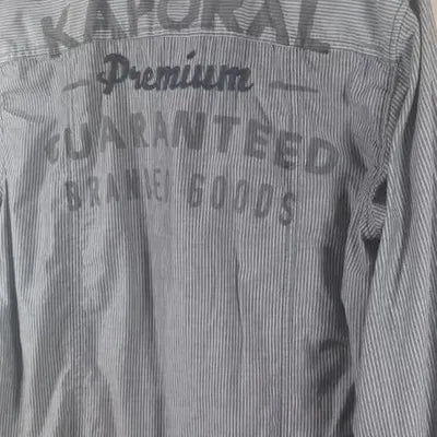 Men's Kaporal Jeans Grey & White Striped Shirt Size L - New