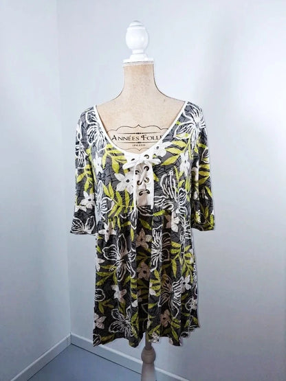 Tunique longue fluide fleurie style bohème chic Taille M