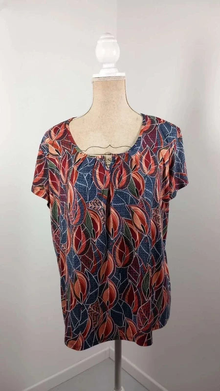 Bohemian Flowy Top – Leaf Print – New – Size 4 (XL/XXL)
