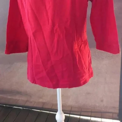 Tunique Bohème 100% Lin Rouge Éclatant – Taille 40