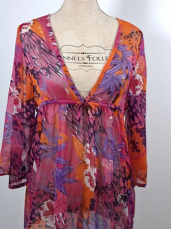 Sheer psychedelic print floaty tunic – One size (M/L)