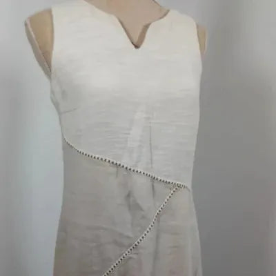 Robe 100% LIN Jacqueline Riu – Beige & Écru Taille 2 (38/40)