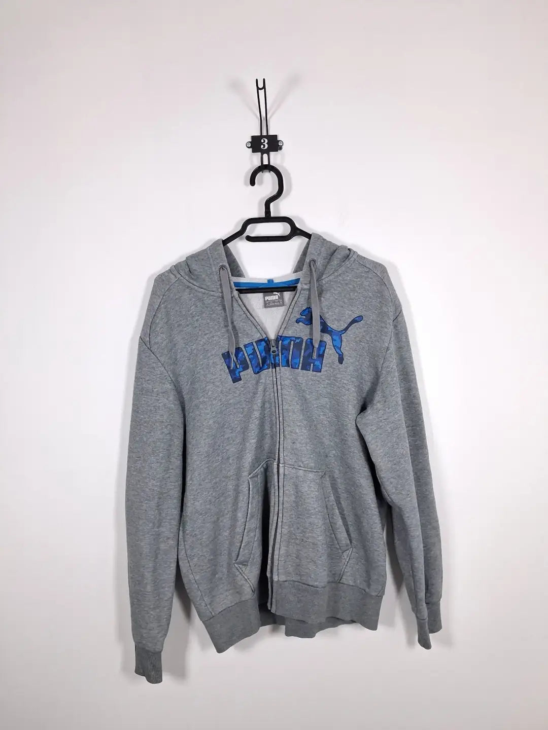 Sweat Zippé Capuche PUMA Camouflage Bleu – Style Streetwear Sport – Gris Chiné – Taille M