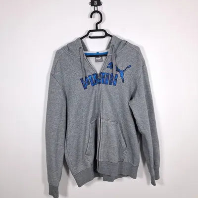 Sweat Zippé Capuche PUMA Camouflage Bleu – Style Streetwear Sport – Gris Chiné – Taille M