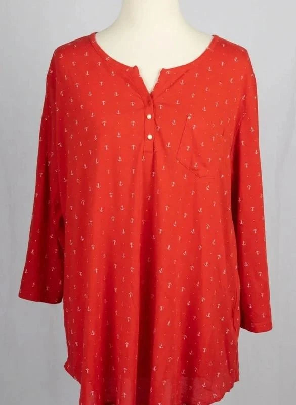 Tunique rouge motif ancre taille 54/56 de chez Bleu Bonheur