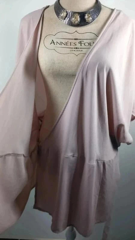 Blouse coeur croise style kimono rose poudré taille 54 marque New Look