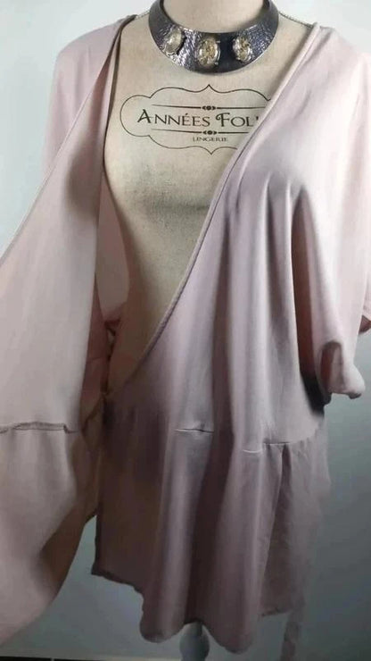 Blouse coeur croise style kimono rose poudré taille 54 marque New Look