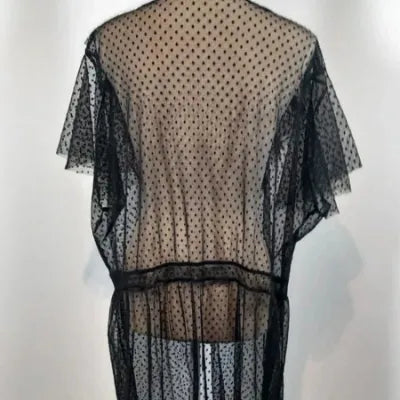 Lightweight Flowy Long Black Floral Kimono Jacket / Chic (One Size or 50+)