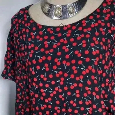 H&M Cherry Print Tunic - Plus Size 54 - Feminine Style